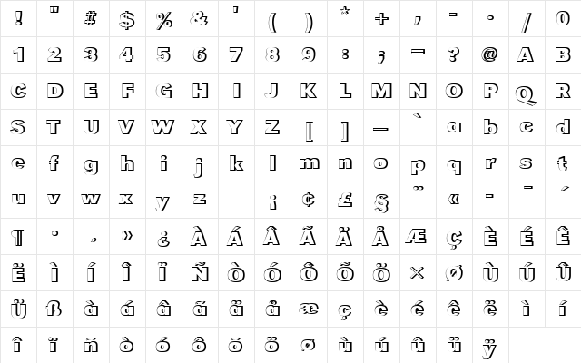 URWGroteskTBolRe1 Regular  glyph index