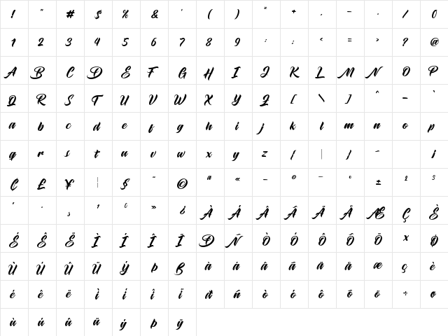 Maghrib Regular  glyph index