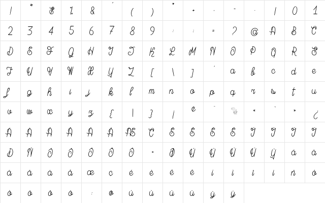 Magic Bean Salade Regular  glyph index