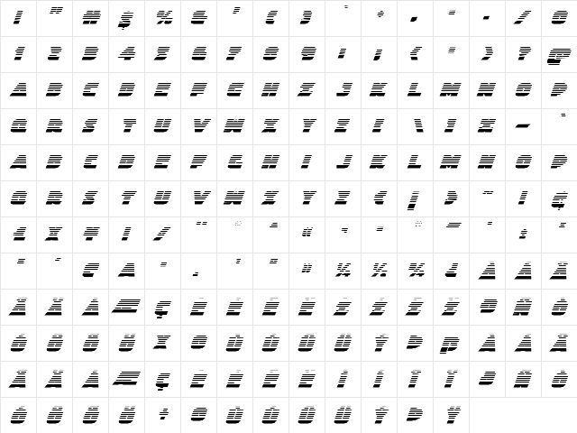 Jedi Special Forces Gradient Italic Italic  glyph index