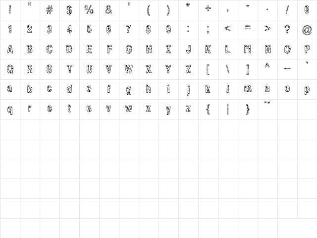 By Starlight Regular  glyph index