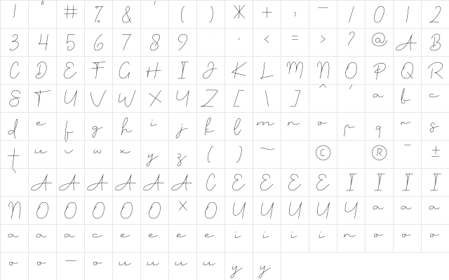 Sheffield Regular  glyph index