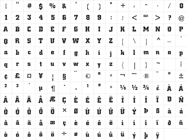 Borghs-Cracked Normal  glyph index