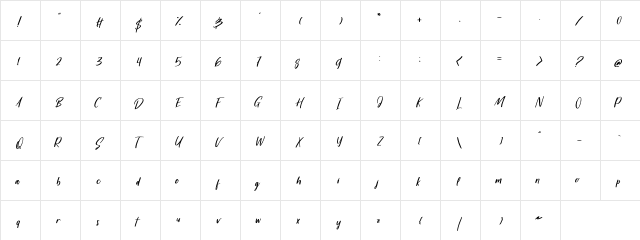 Harvest Barn DEMO Regular  glyph index