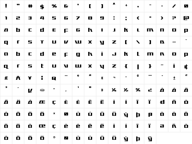 Ultramarines Bold Bold  glyph index