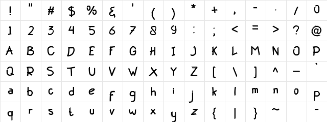 Happy Kids Regular  glyph index