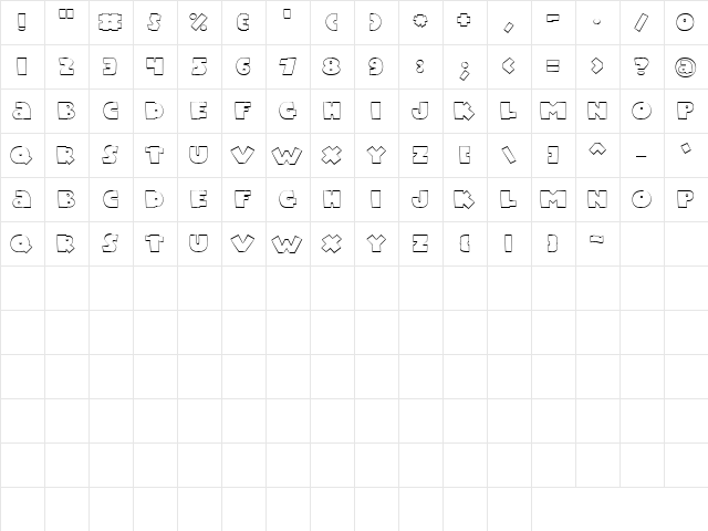 LD Poof Regular  glyph index