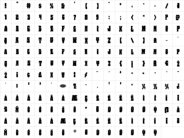Bog Beast College Regular  glyph index