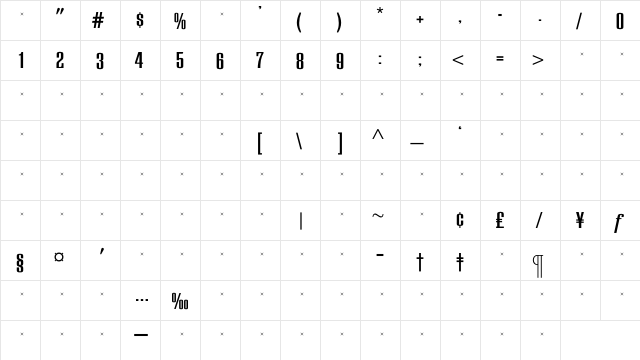 EuropaGrotesqueBoldTab Regular  glyph index