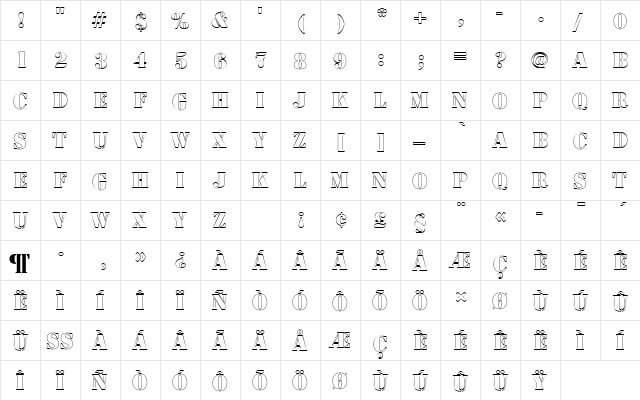 StencilDOu1 Regular  glyph index