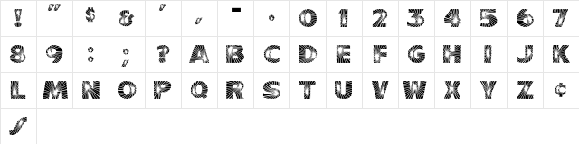 Starburst Regular  glyph index