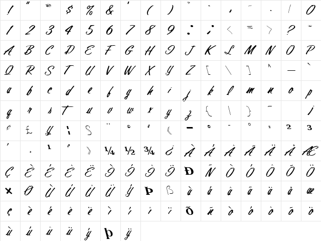 FinalMandate77 Regular  glyph index