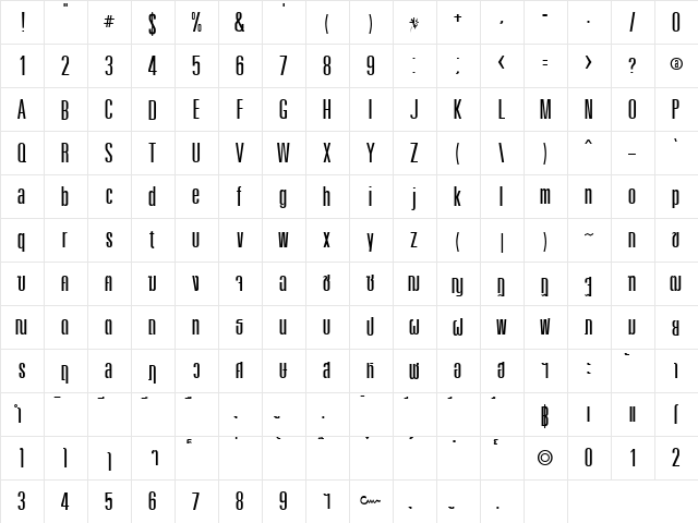 DSN PatPong Regular  glyph index