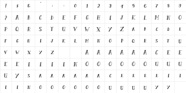 Shalmone Hunter Regular  glyph index