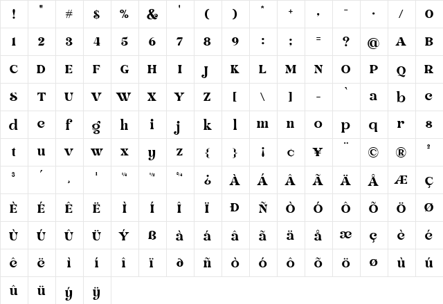 Hellowin Regular  glyph index