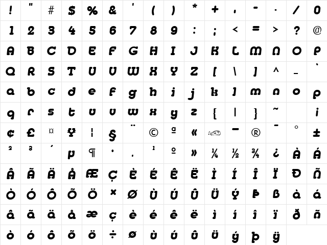 Medfly Heavy Regular  glyph index