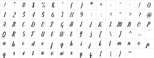 Oldtrafford free Regular  glyph index