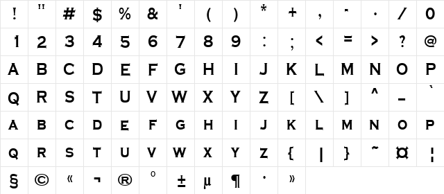 a_CopperGothCaps Bold  glyph index