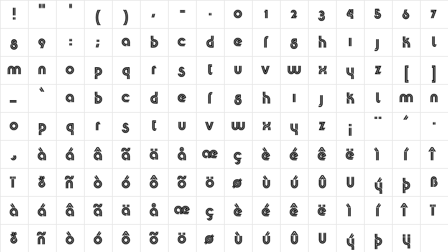 K22 Plural Regular  glyph index