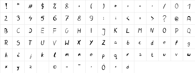 Szarpany Regular  glyph index