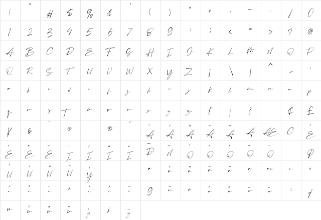 Austin Regular  glyph index