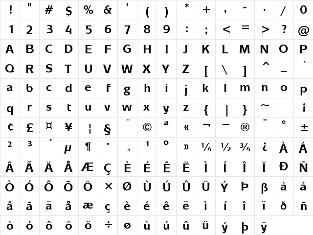 ITCMixage Bold  glyph index