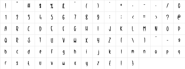 Baby Boy Regular  glyph index