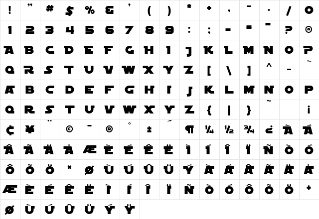 SF Distant Galaxy Alternate Regular  glyph index