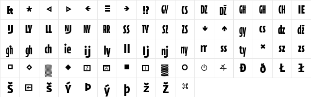Fedra Mono Bold Expert  glyph index