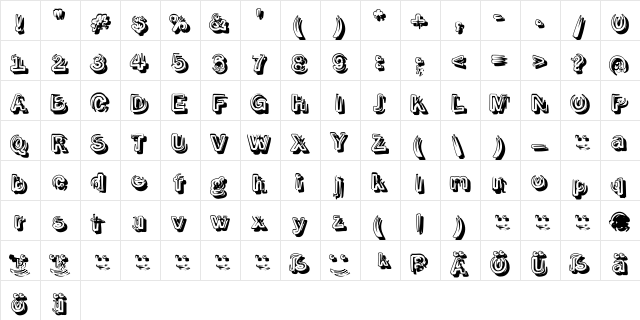 SmokeShadow Regular  glyph index