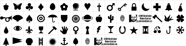 Harold's Pips Regular  glyph index