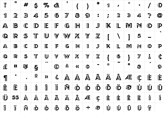 Juanita Xilo ITC Bold  glyph index