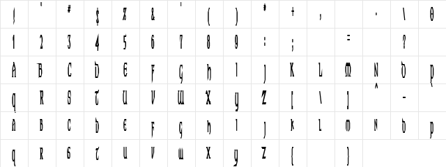 Techno Longer Regular  glyph index
