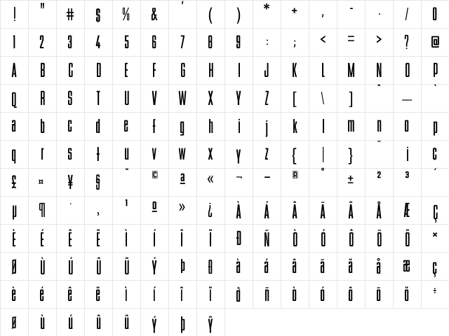 BStyle Bold  glyph index