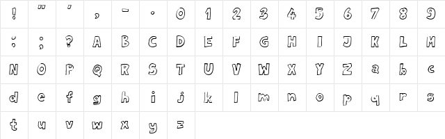Milord Regular  glyph index