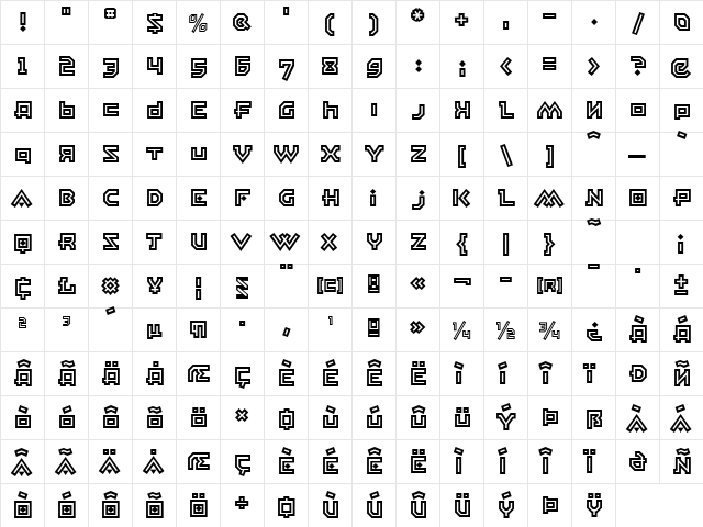 East Bloc ICG Open Alt Regular  glyph index