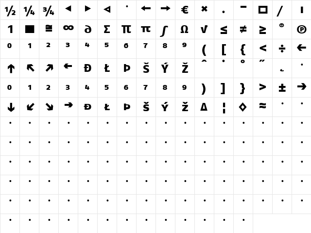 FagoEx Extrabold  glyph index