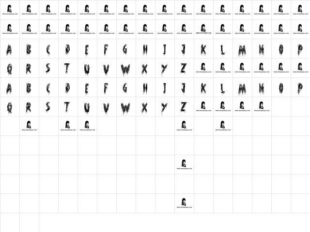 Oh Shit Regular  glyph index