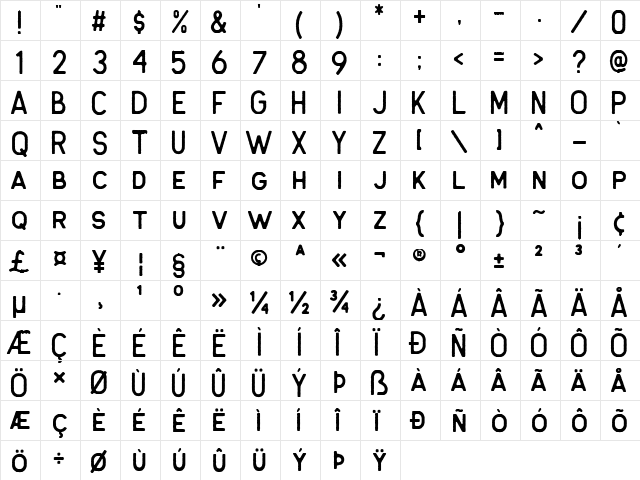 Antone Rough  glyph index