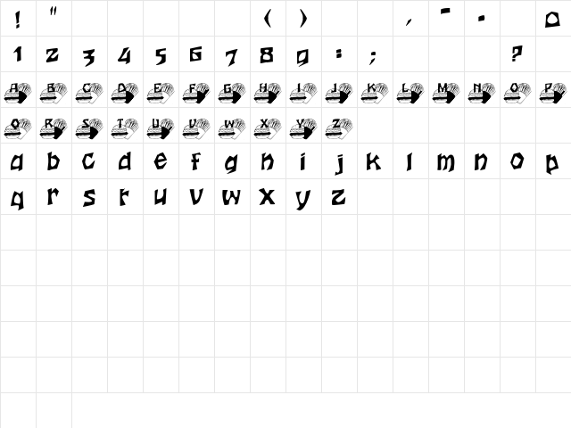 Fast Food Regular  glyph index
