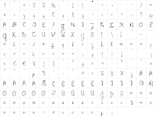 Burning Light  glyph index