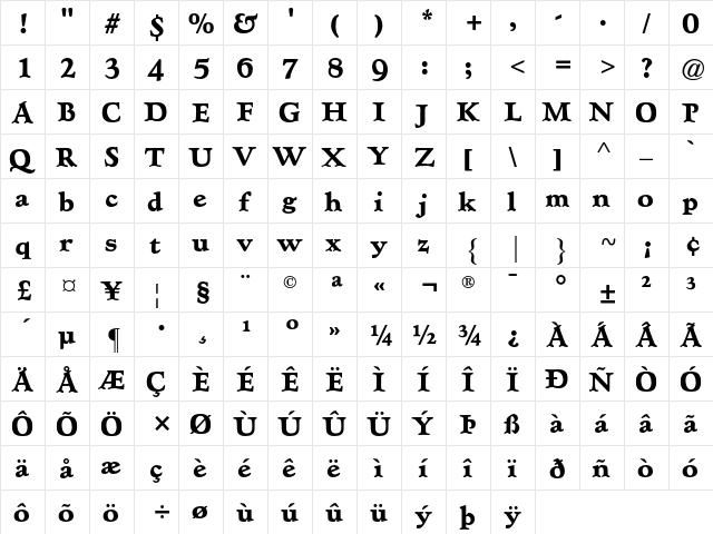 Hadriano AT ExtraBold Regular  glyph index