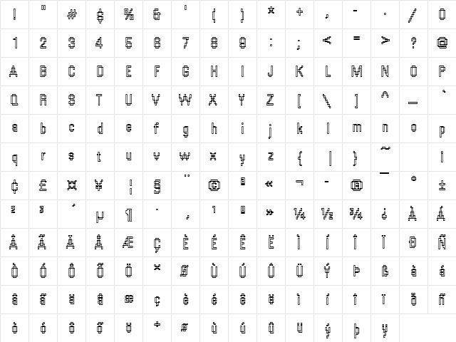 Rough53 Becker Regular  glyph index