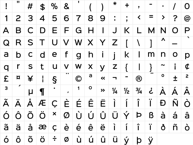 Sinkin Sans 500 Medium 500 Medium  glyph index