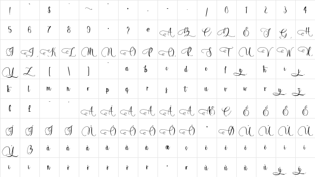 Lonely Basket Regular  glyph index