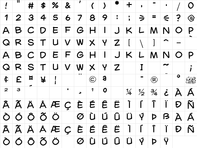 Mauryssel Regular  glyph index