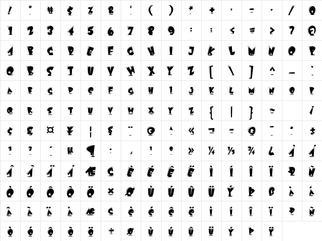 Astro Black Std ITC Regular  glyph index