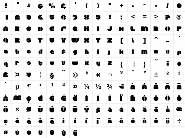 Disco Normal  glyph index