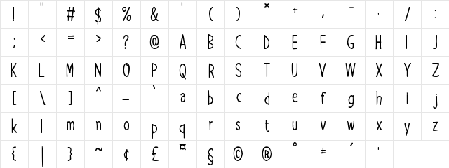 Hello Brilliant Regular  glyph index