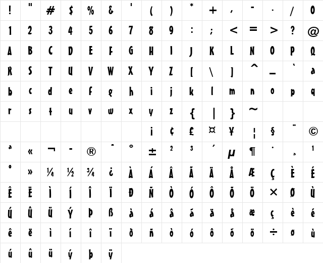 Massey Normal  glyph index